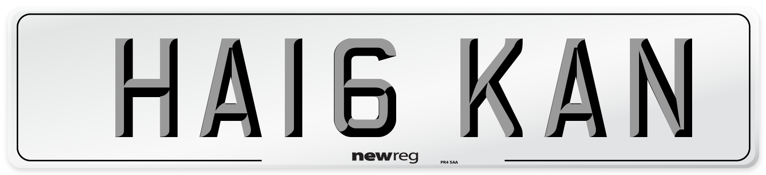 HA16 KAN Number Plate from New Reg